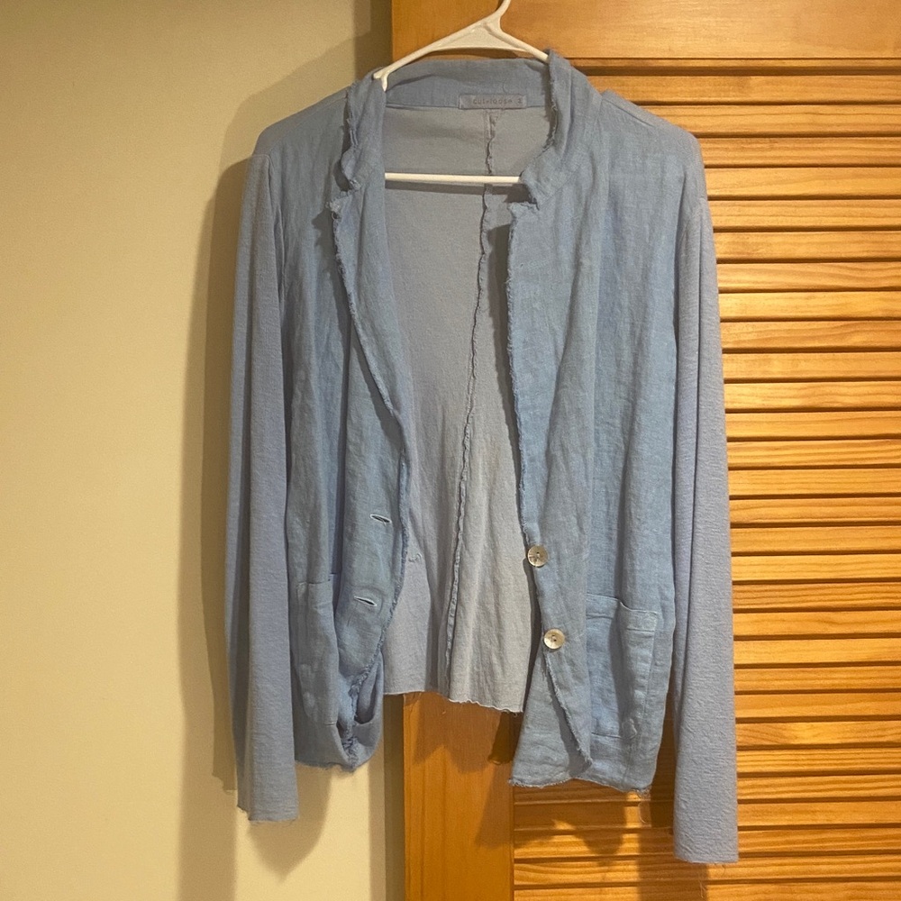 cut loose Pale Blue Open-Front Lightweight Blazer